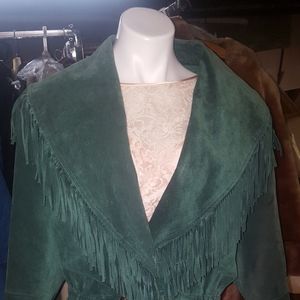 80s Suede Genuine Leather Fringe Jacket Size Large
